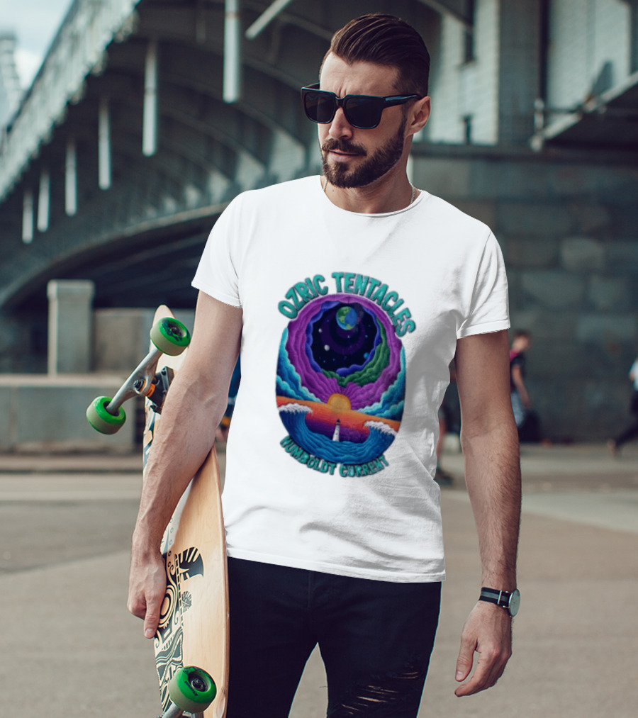 Ozric Tentacles Humboldt Current Ocean Lighthouse Sunset Planet Waves T-Shirt