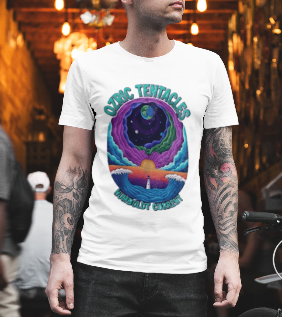Ozric Tentacles Humboldt Current Ocean Lighthouse Sunset Planet Waves T-Shirt