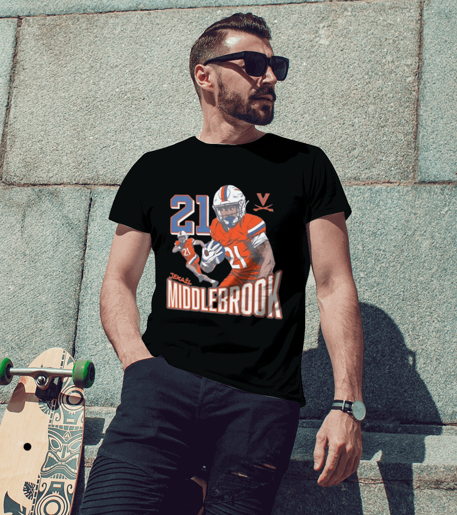 Jekail Middlebrook 21 Virginia Cavaliers Football Player T-Shirt