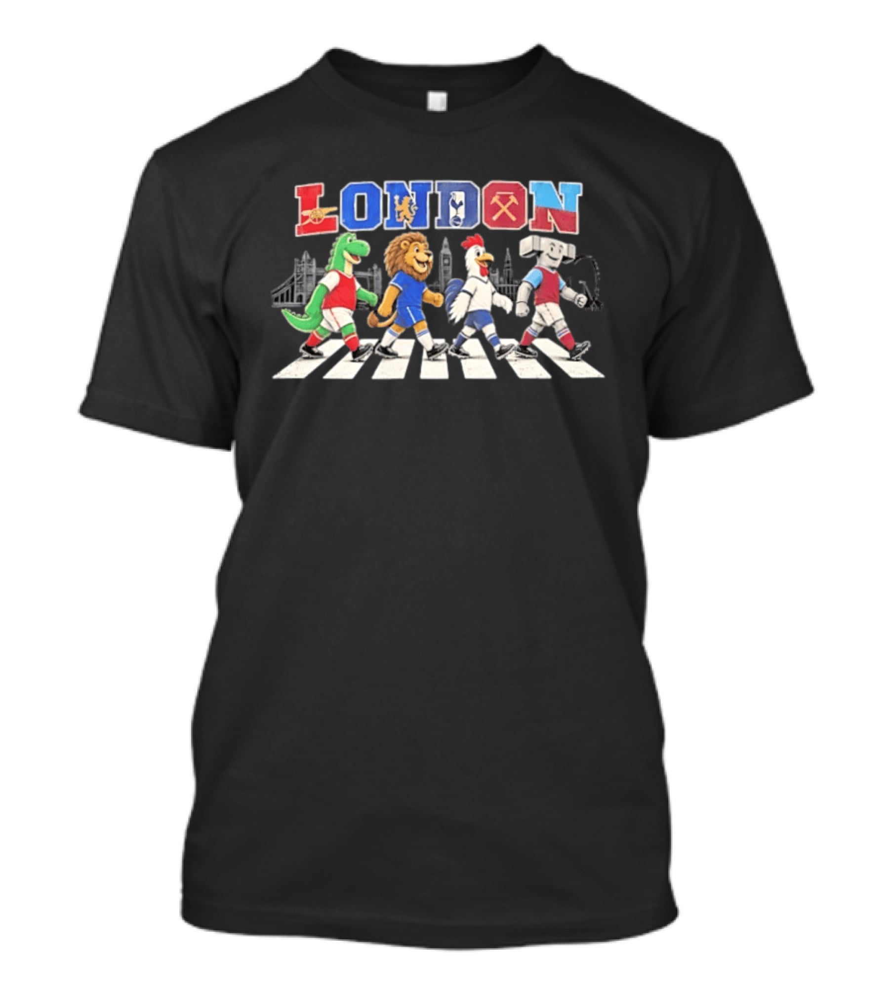 London Abbey Road Football Mascots Spurs Arsenal Chelsea West Ham T-Shirt