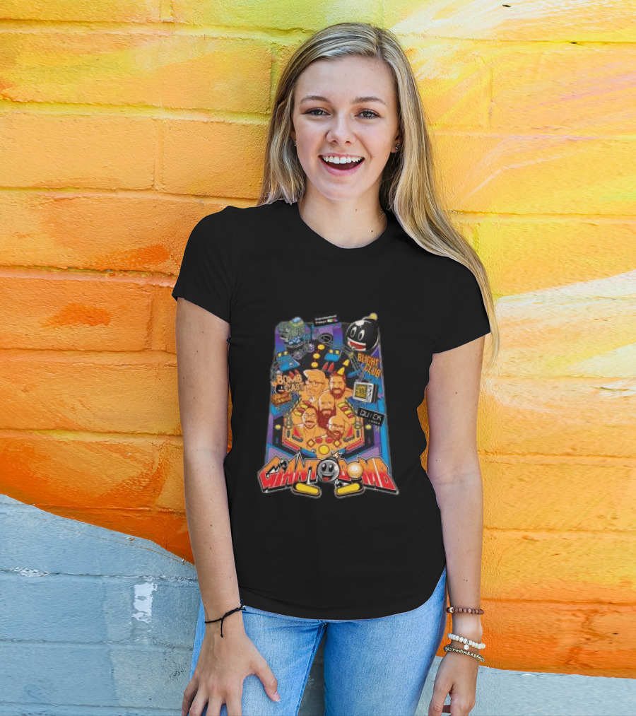 Giant Bomb Pinball Blight Club Quick Looks Bomb Cabinet Retro Arcade T-Shirt