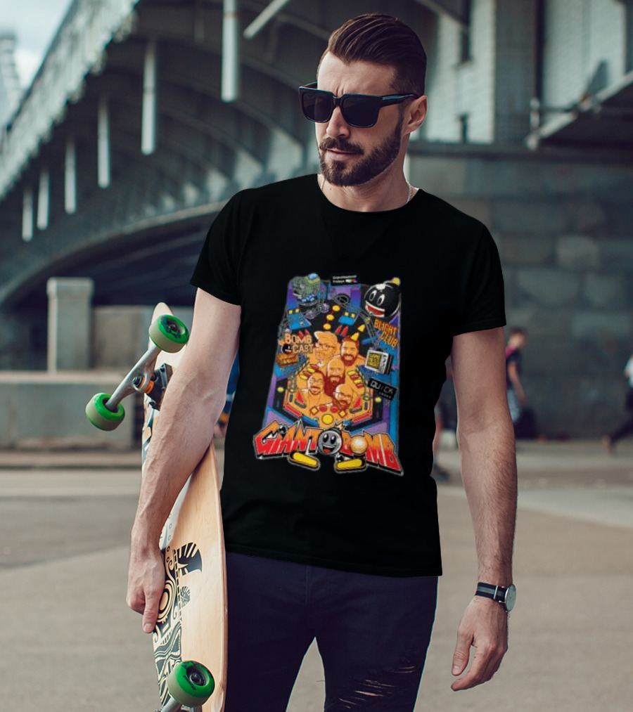 Giant Bomb Pinball Blight Club Quick Looks Bomb Cabinet Retro Arcade T-Shirt