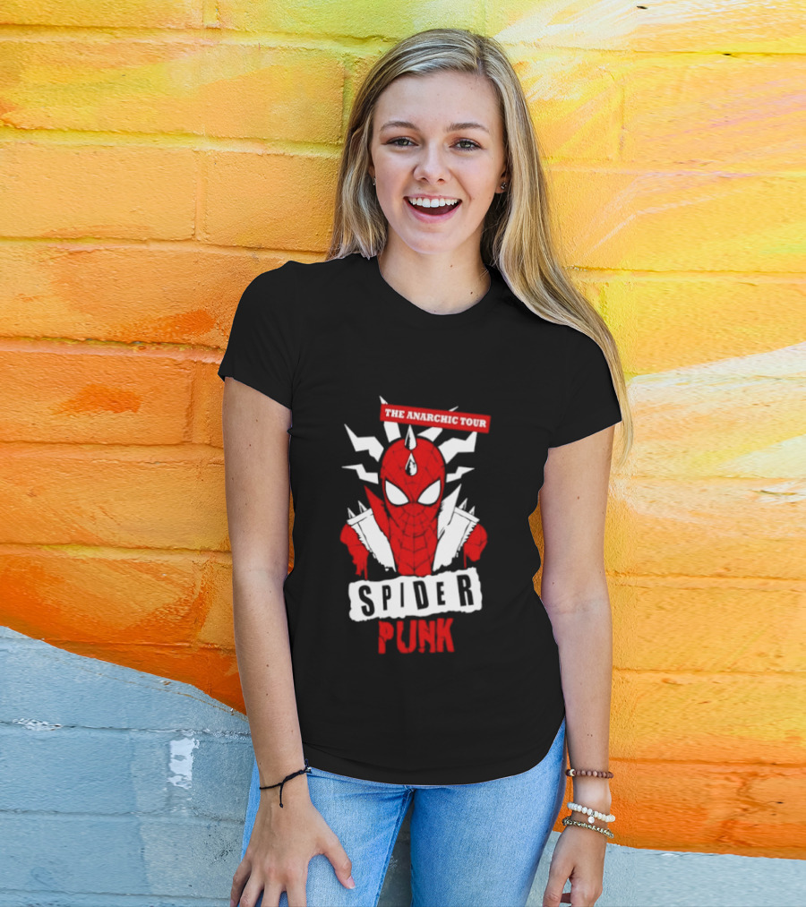Spider Punk The Anarchic Tour Comic Style Spiked Hero T-Shirt