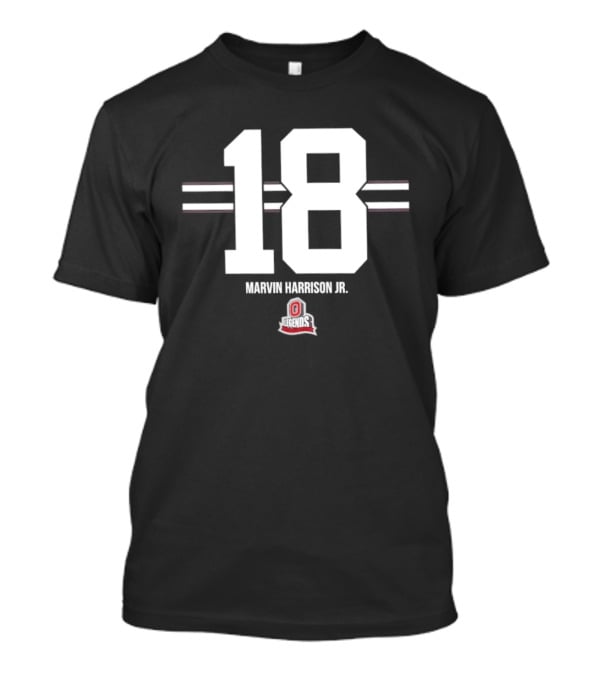 Ohio State Buckeyes Marvin Harrison Jr. 18 Stripe Football T-Shirt