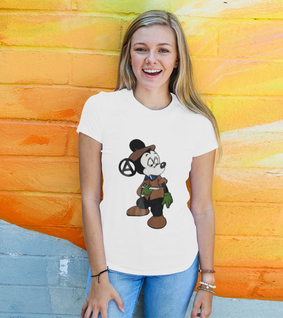 Bootleg Halftone Cartoon Mouse Anarchy Syringe T-Shirt