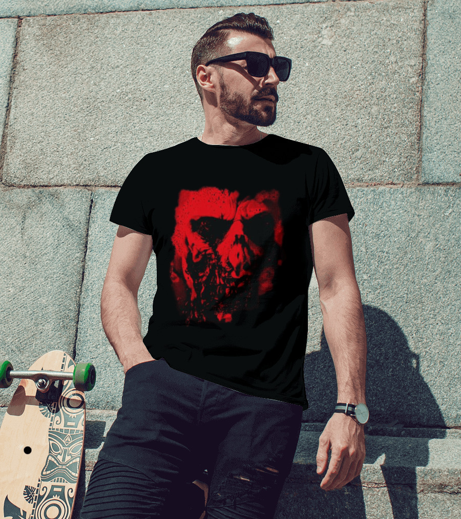 Heavy Spoilers Shop Infected Skull Horror Face T-Shirt
