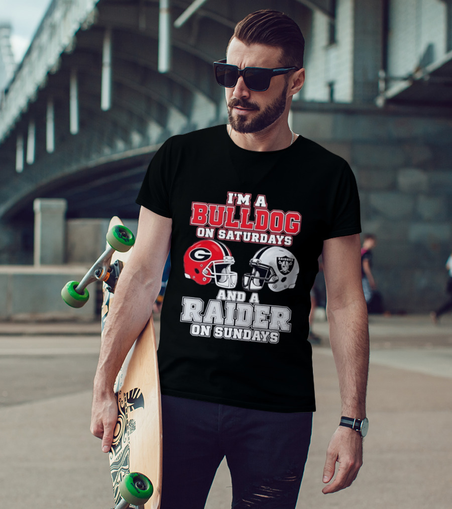 I'm A Bulldog On Saturdays And A Raider On Sundays Georgia G Helmet Raiders Helmet T-Shirt