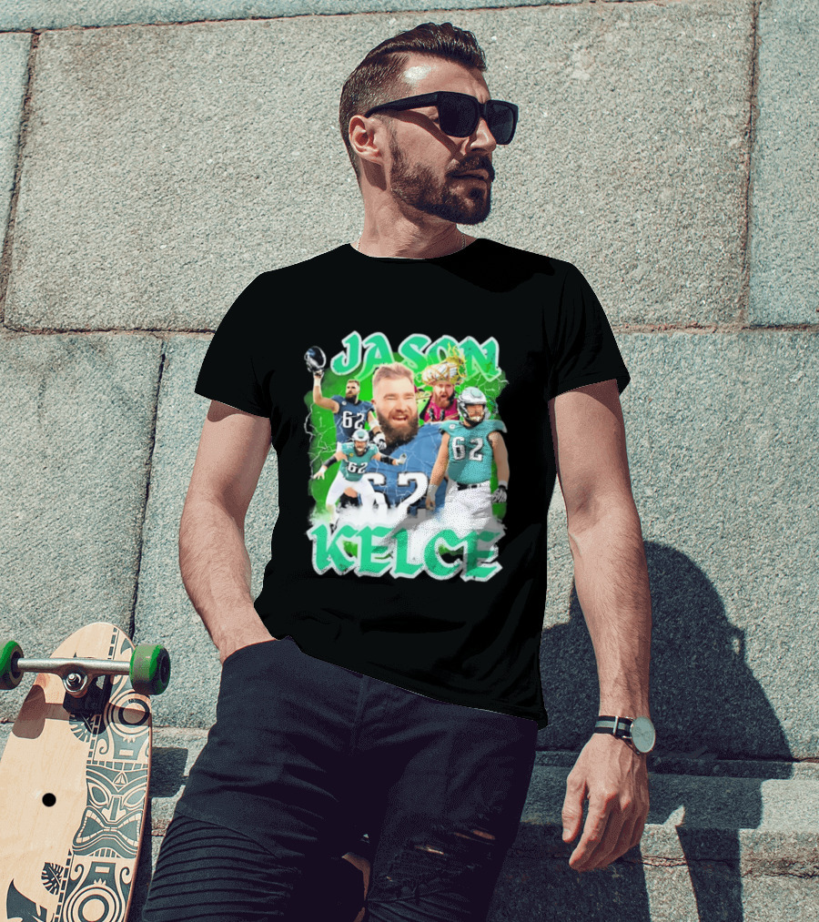 Jason Kelce 62 Philadelphia Eagles Vintage Style Football Fan T-Shirt