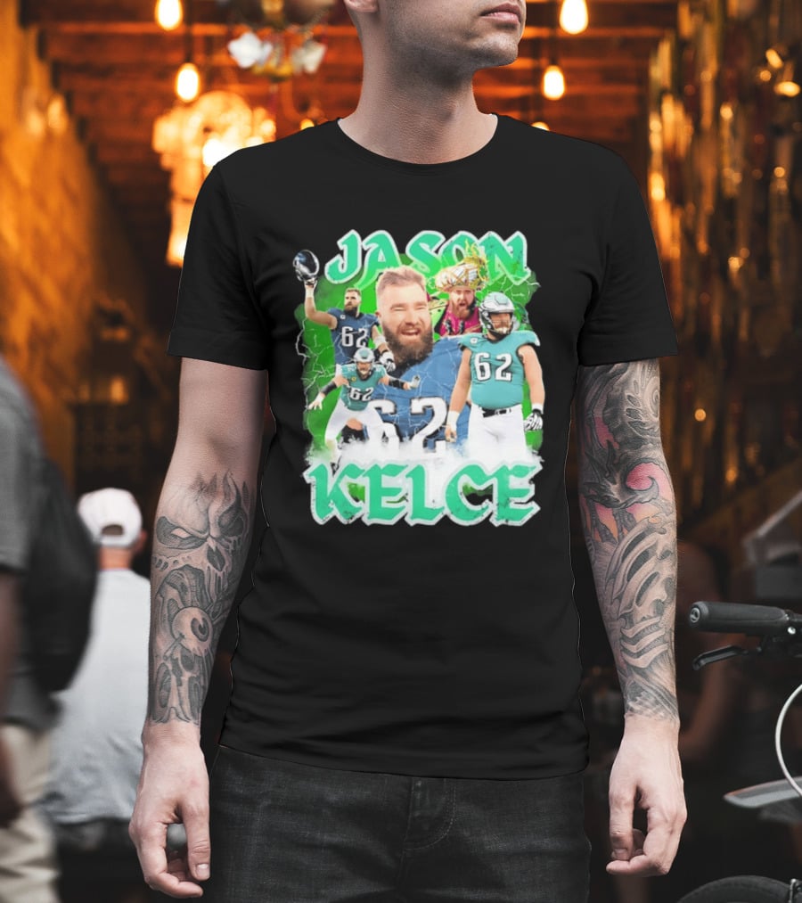 Jason Kelce 62 Philadelphia Eagles Vintage Style Football Fan T-Shirt