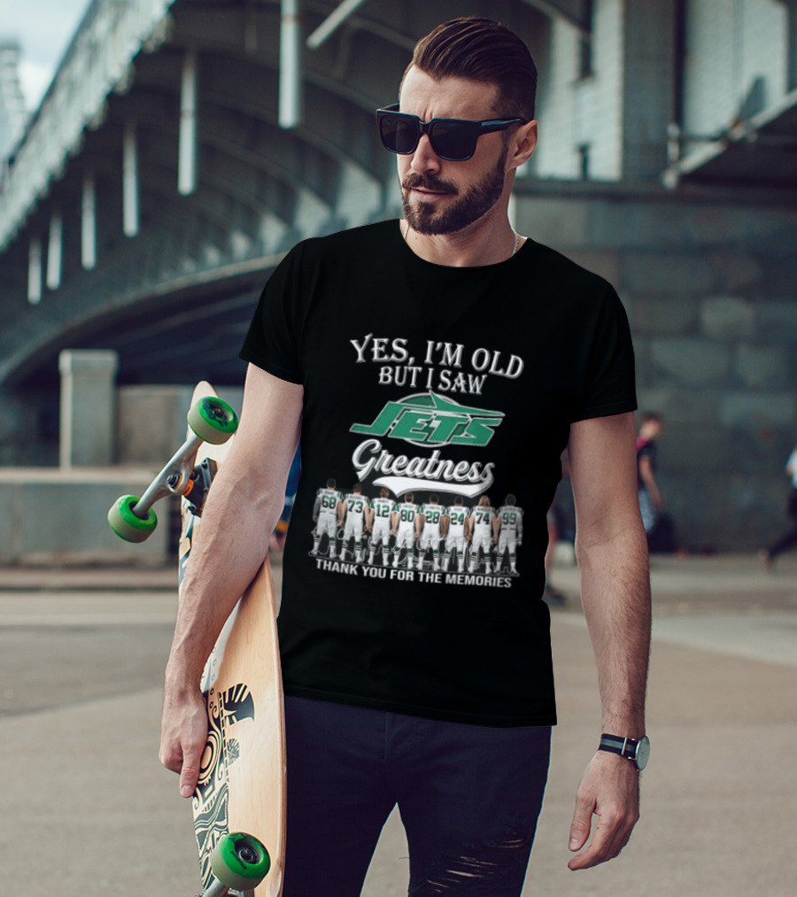 New York Jets Yes I'm Old But I Saw Greatness Thank You For The Memories Mawae Klecko Players Back View T-Shirt
