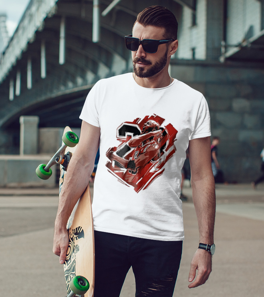 Basketball Player Number 23 Celebration Red Brushstrokes T-Shirt