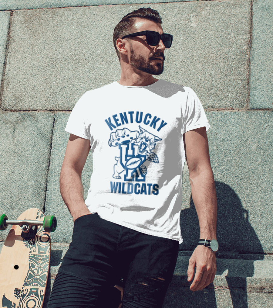 Kentucky Wildcats Roaring Big Paw Monogram UK Football T-Shirt