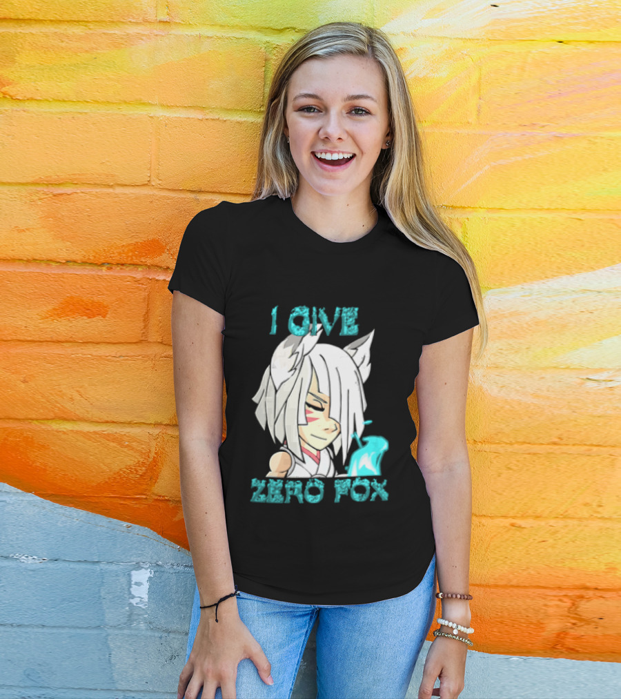 I Give Zero Fox White Hair Kitsune Blue Flame T-Shirt