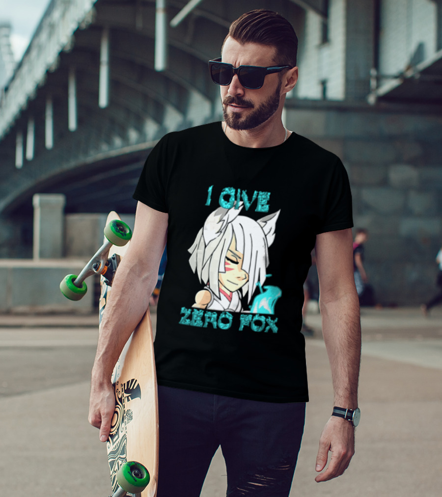 I Give Zero Fox White Hair Kitsune Blue Flame T-Shirt