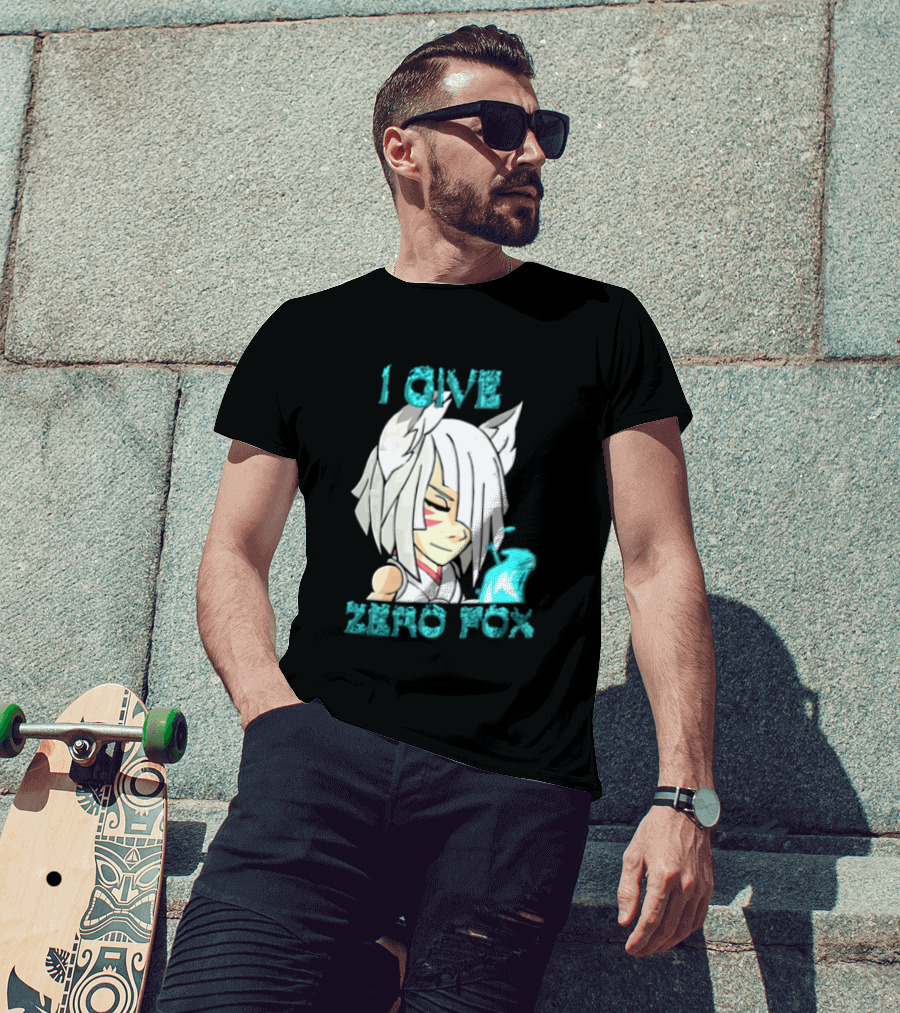 I Give Zero Fox White Hair Kitsune Blue Flame T-Shirt