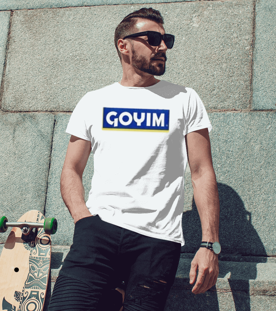 Hydeforce Goyim Text In Bold Font With Blue T-Shirt