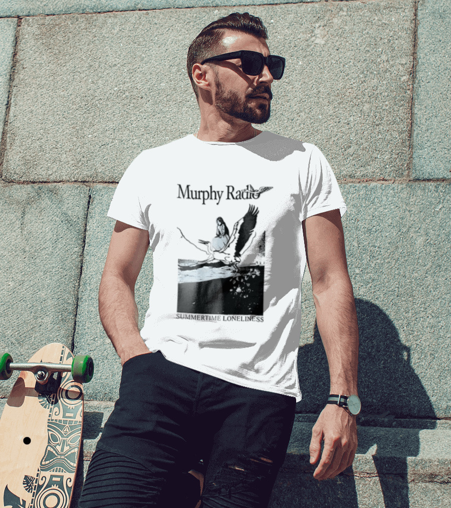Murphy Radio Summertime Loneliness Woman On Flying Crane At Shore Line T-Shirt
