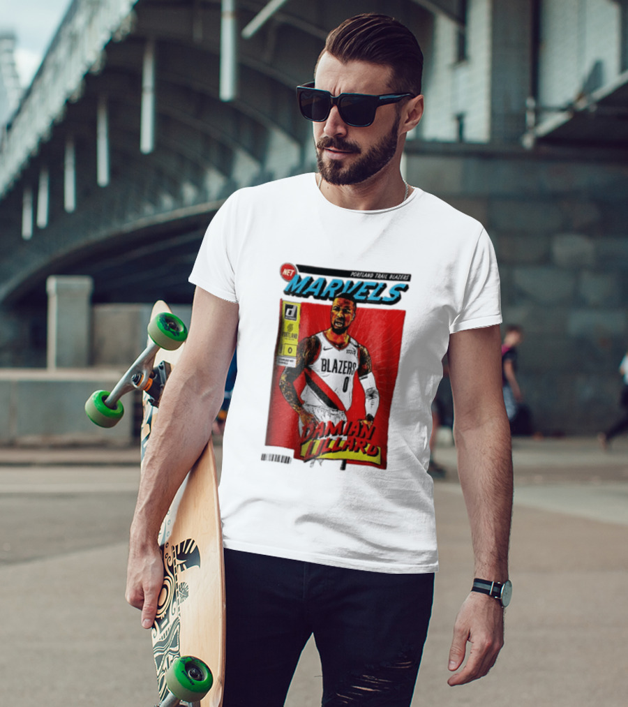Portland Trail Blazers Net Marvels Damian Lillard Comic Cover NBA Issue 0 Halftone T-Shirt