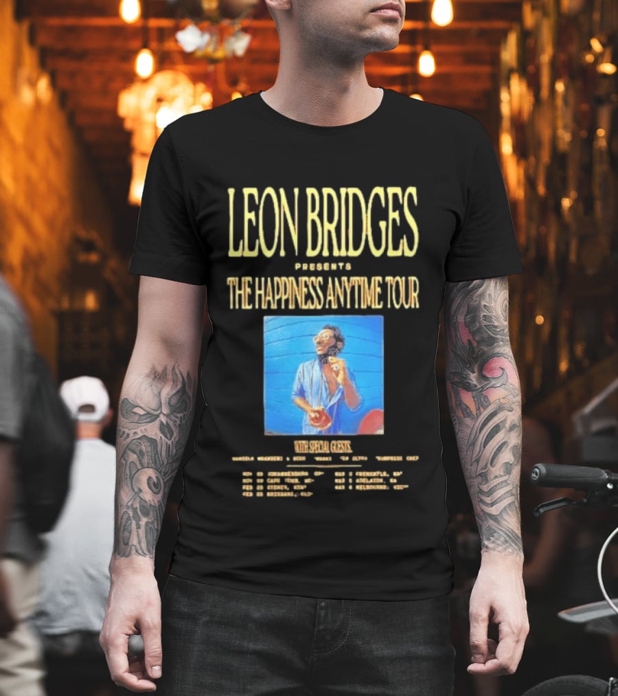 Leon Bridges Presents The Happiness Anytime Tour 2026 With Special Guests Tour Dates Chicago Los Angeles Atlanta T-Shirt