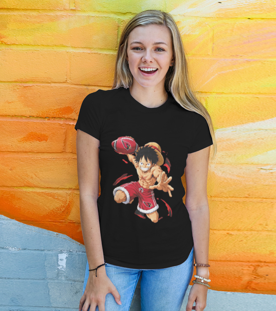 Arizona Cardinals Straw Hat Anime Football Player Action T-Shirt