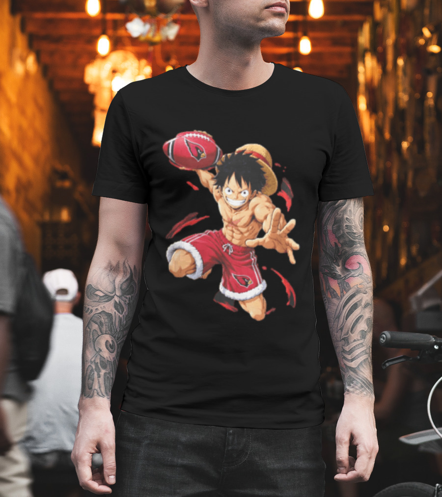 Arizona Cardinals Straw Hat Anime Football Player Action T-Shirt
