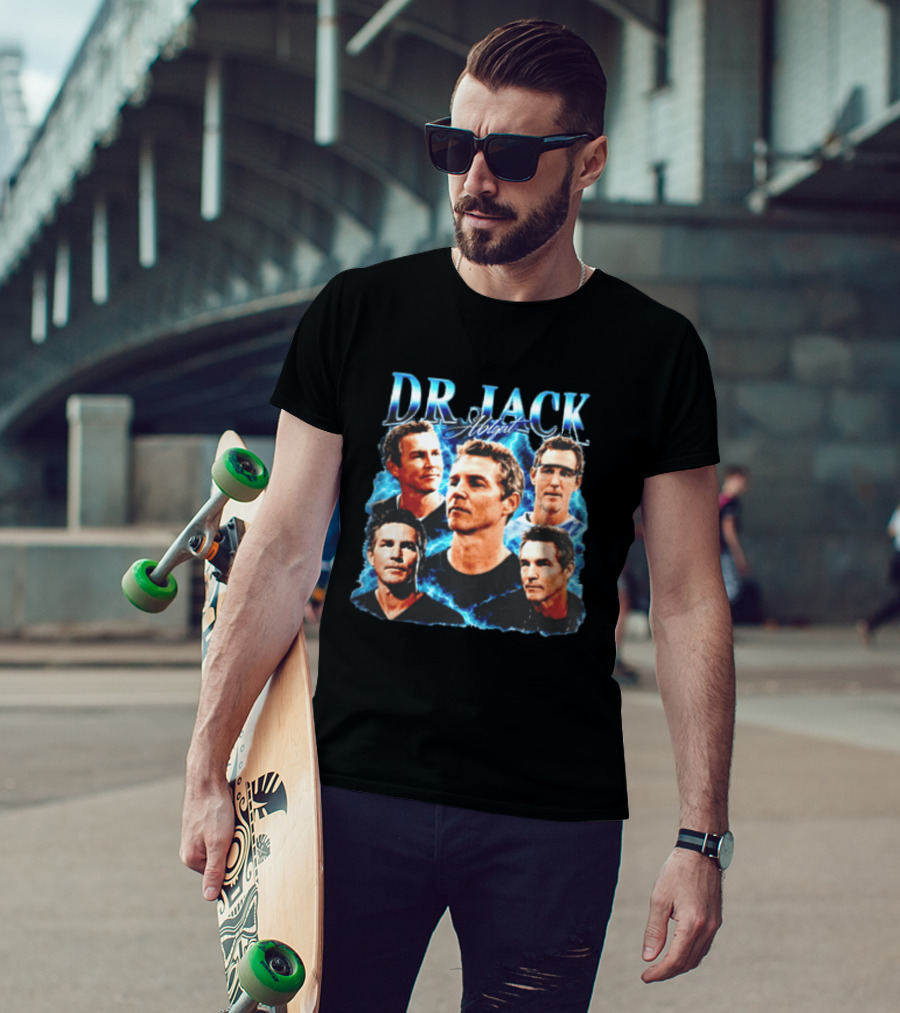Dr Jack Abigail Bootleg Lightning Doctor Portraits Black T-Shirt