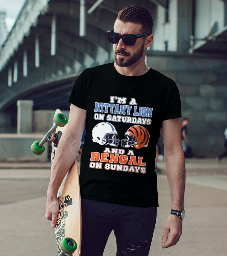 Nittany Lion On Saturdays Bengal On Sundays Football Fan Helmets T-Shirt