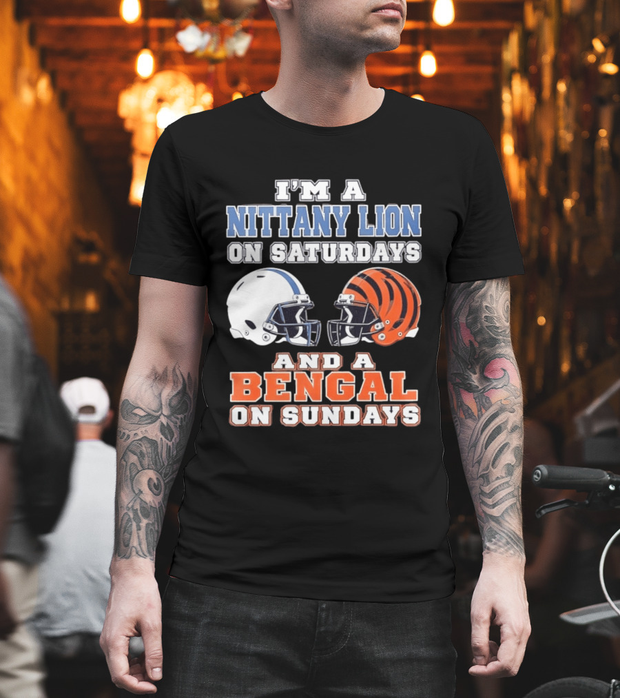 Nittany Lion On Saturdays Bengal On Sundays Football Fan Helmets T-Shirt
