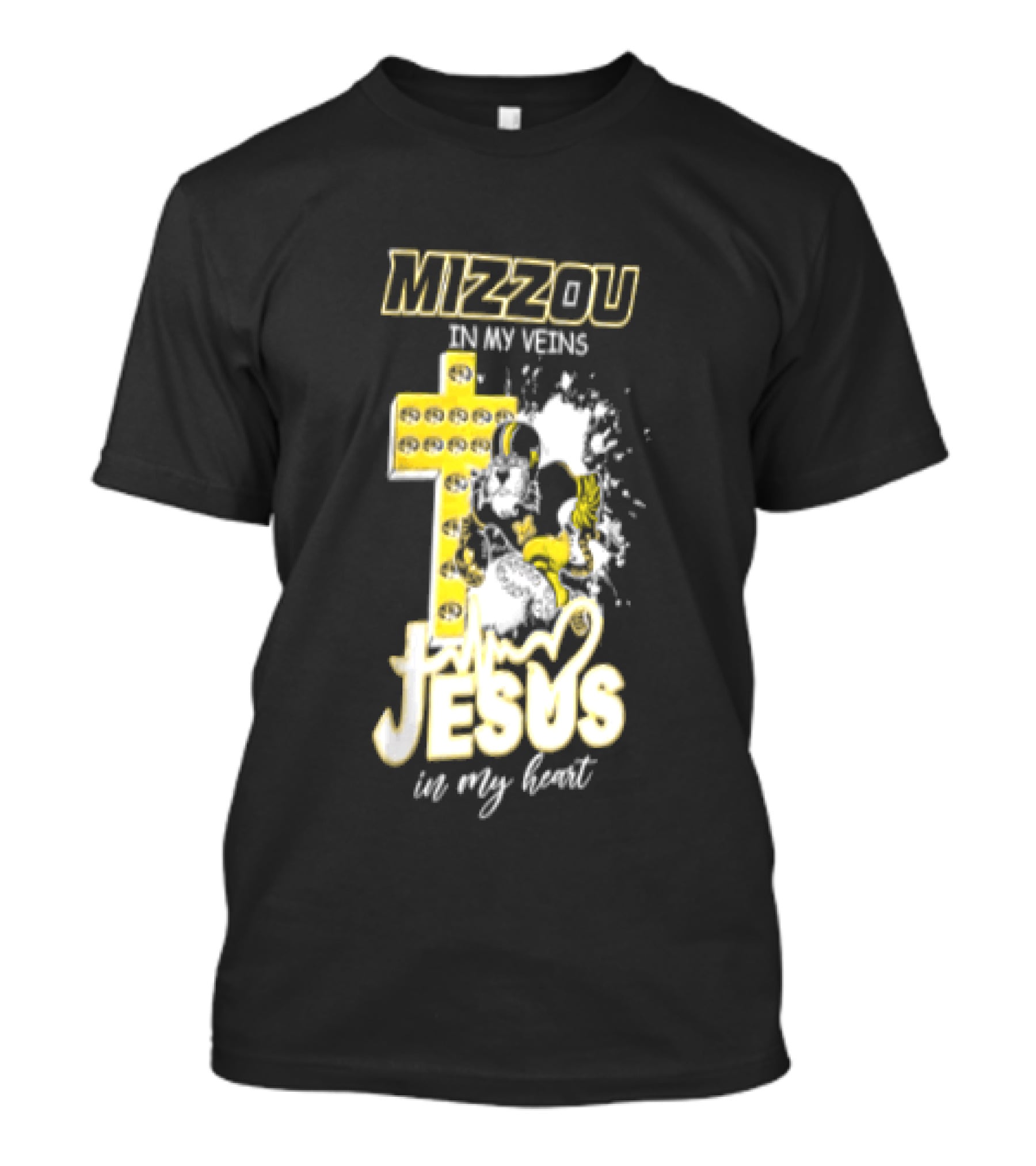 Mizzou In My Veins Jesus In My Heart University Of Missouri Tiger Cross T-Shirt