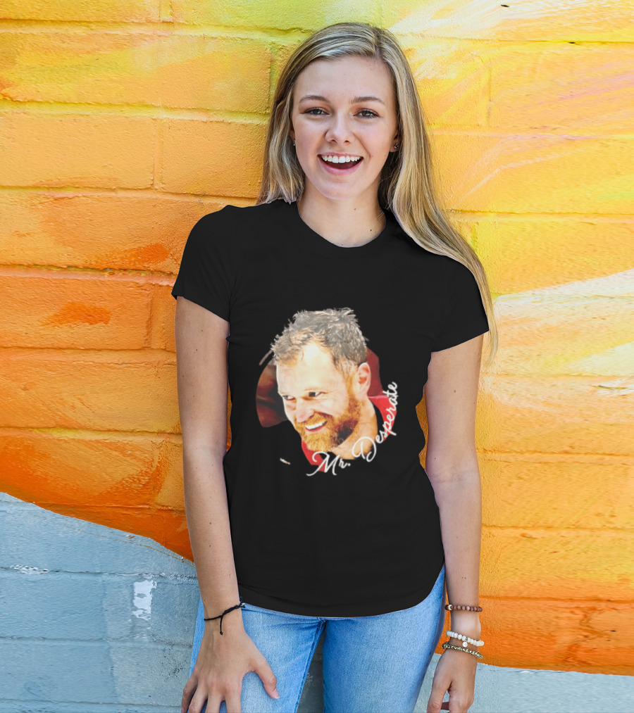 Mr Desperate Smiling Bearded Man Circular Photo T-Shirt