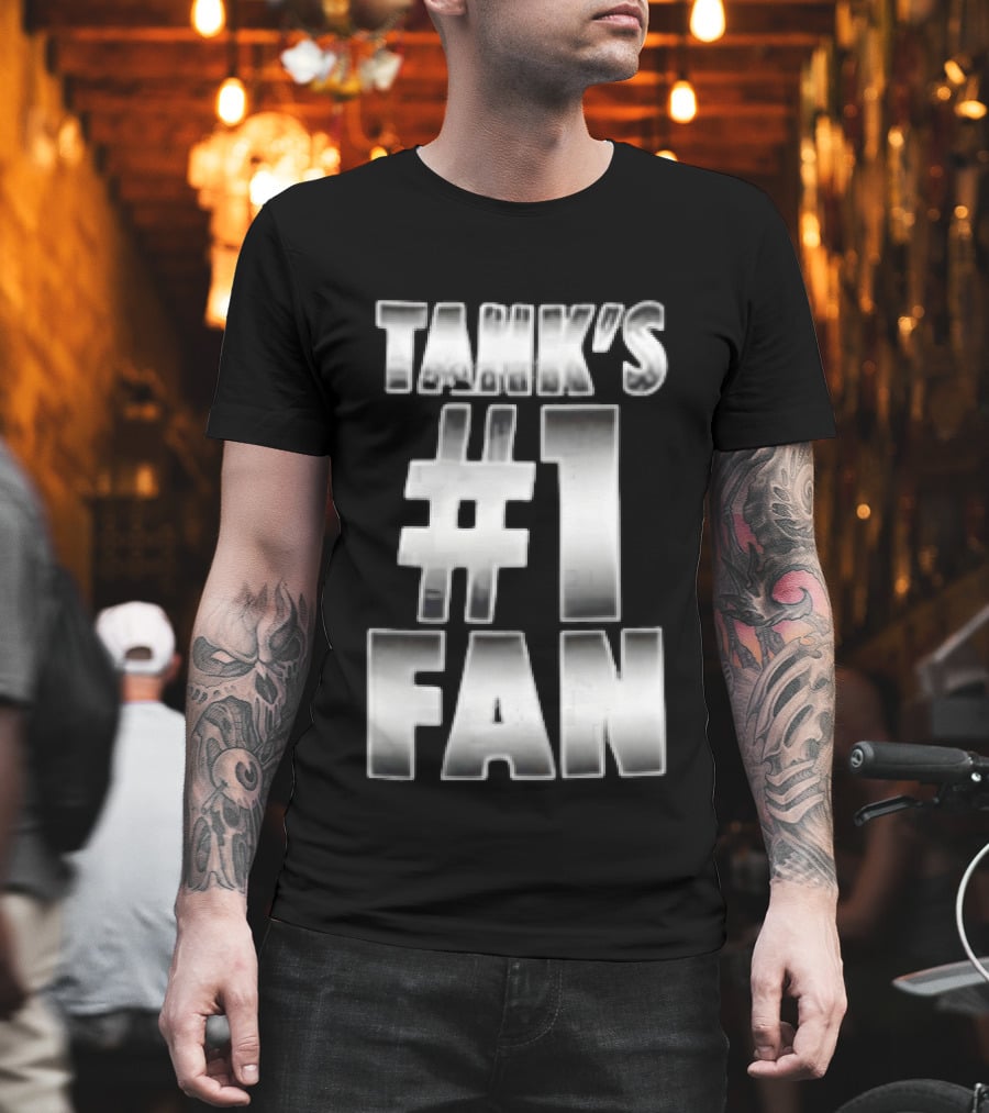 Tank's #1 Fan Silver Metallic Gradient Chrome Block T-Shirt
