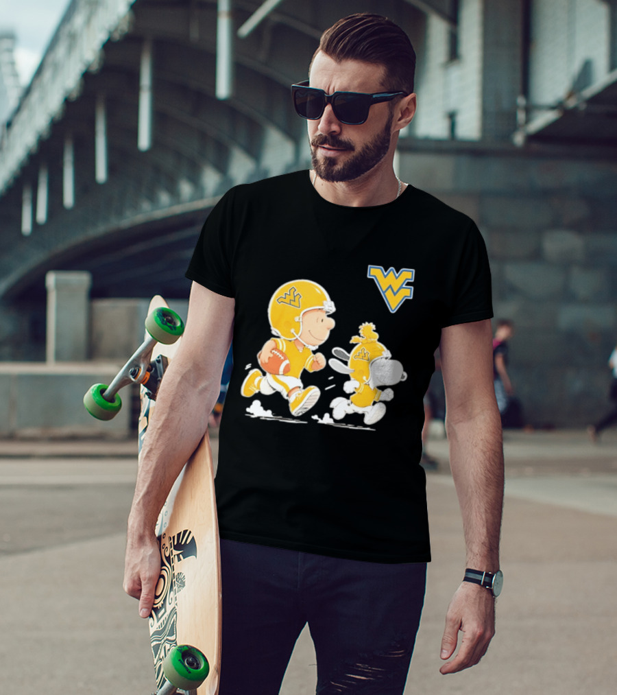 West Virginia Mountaineers Football Snoopy Woodstock Charlie Brown NCAA Running T-Shirt