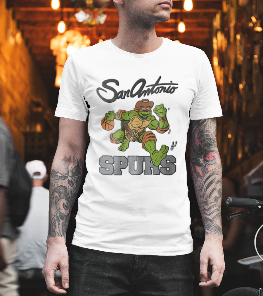 San Antonio Spurs Cartoon Turtle Cowboy Basketball T-Shirt