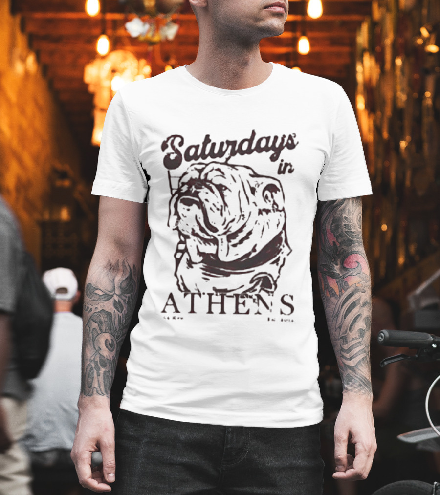Saturdays In Athens Old Row Est 2014 Bulldog T-Shirt