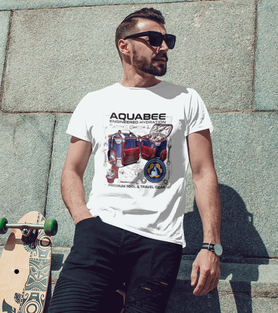 Aquabee Engineered Hydration Premium Tool And Travel Gear Cooler Blueprint T-Shirt