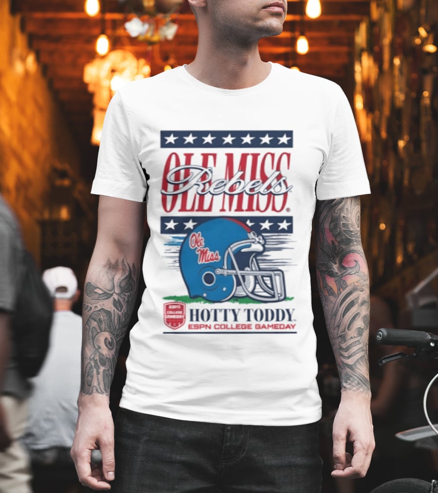 Ole Miss Rebels Helmet Hotty Toddy ESPN College Gameday T-Shirt