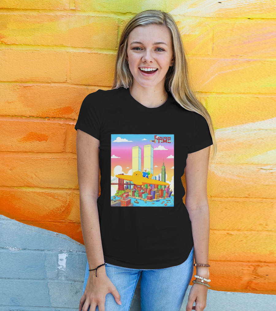 Explosion Time Adventure Finn And Jake NYC Skyline T-Shirt