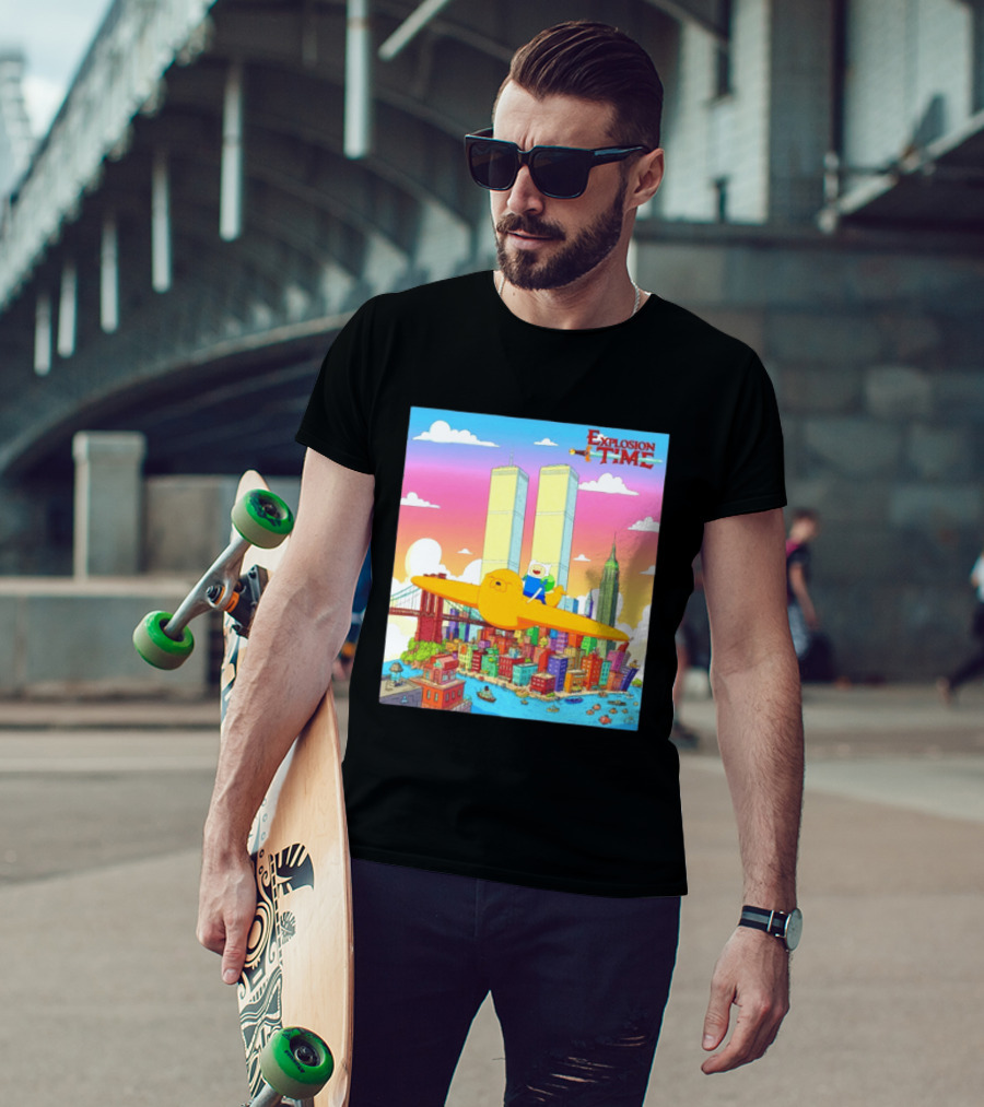Explosion Time Adventure Finn And Jake NYC Skyline T-Shirt