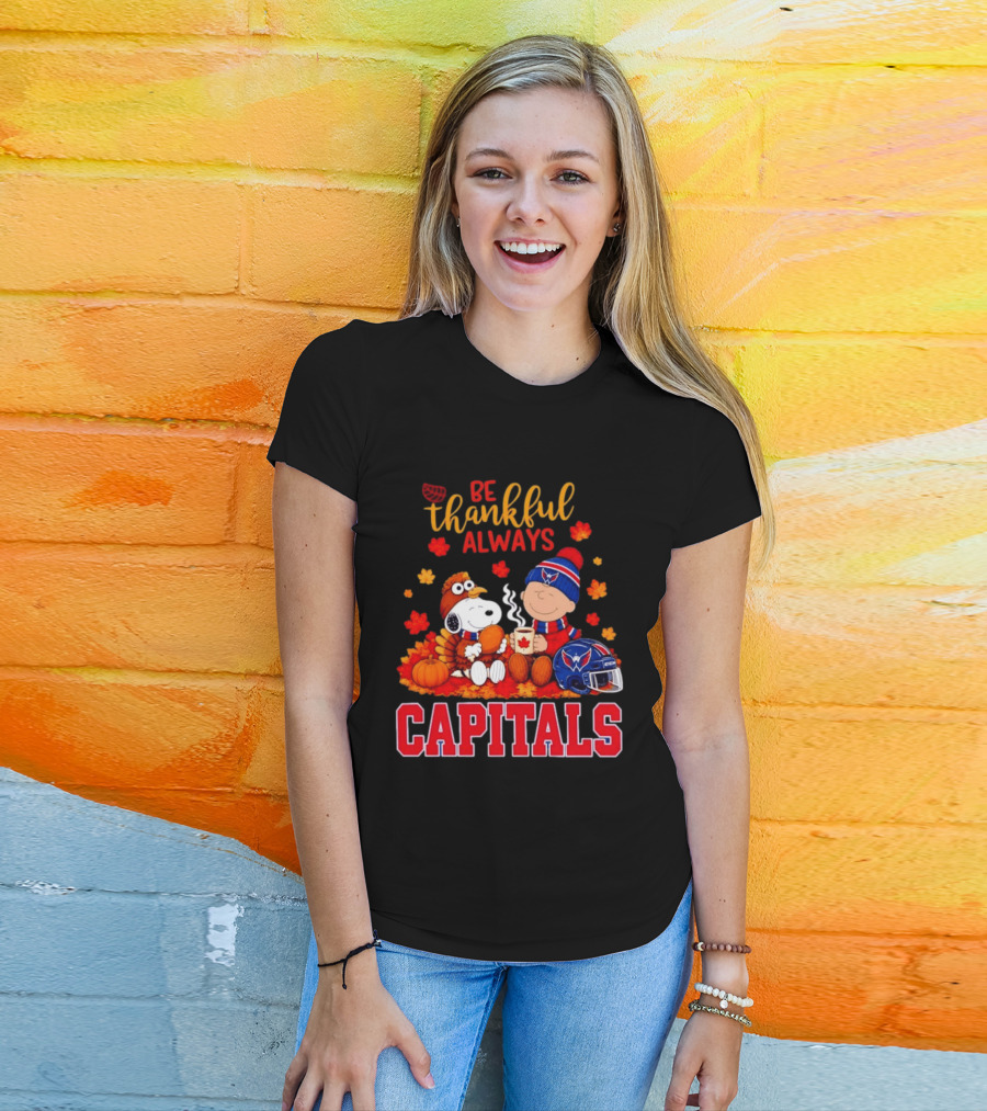 Be Thankful Always Snoopy And Charlie Brown Washington Capitals Cozy Autumn T-Shirt