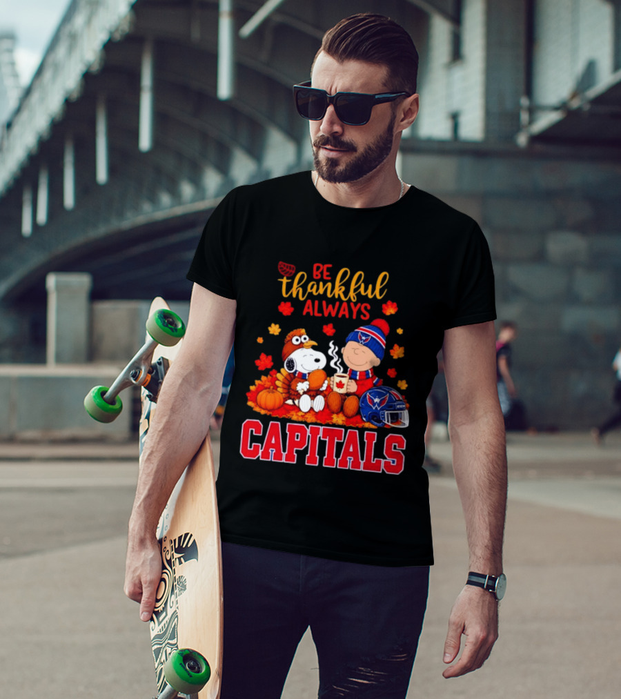 Be Thankful Always Snoopy And Charlie Brown Washington Capitals Cozy Autumn T-Shirt