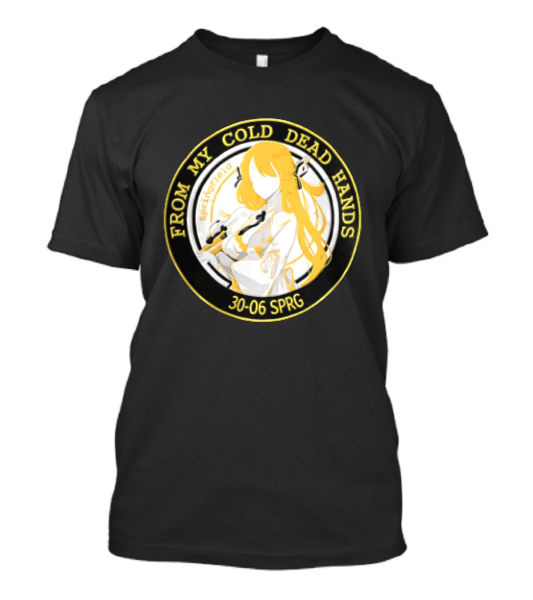 From My Cold Dead Hands Springfield 30 06 Sprg Anime Girl Yellow And Black Circle T-Shirt