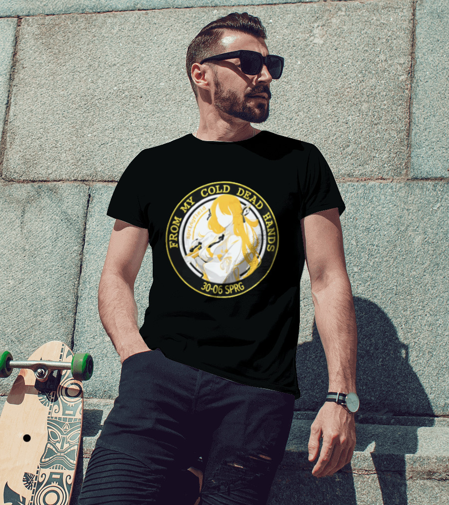 From My Cold Dead Hands Springfield 30 06 Sprg Anime Girl Yellow And Black Circle T-Shirt