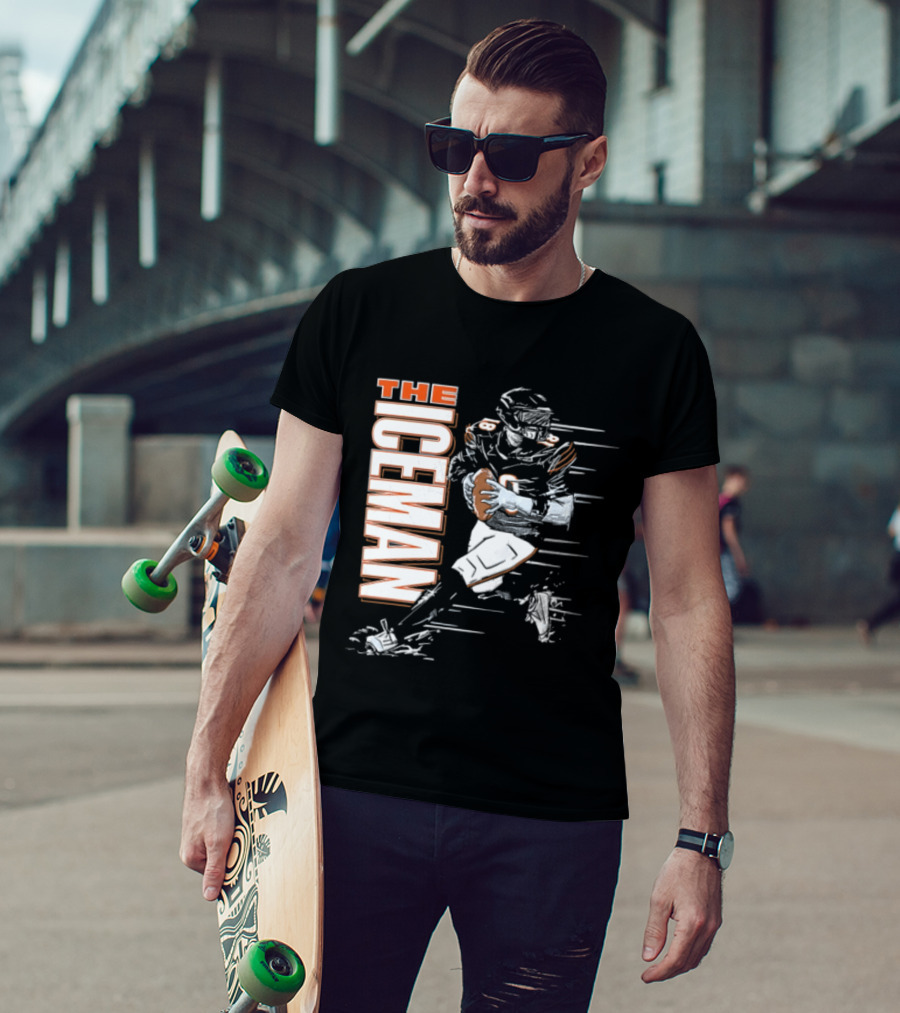 Chicago Bears The Iceman Football Player Running Holding Ball T-Shirt