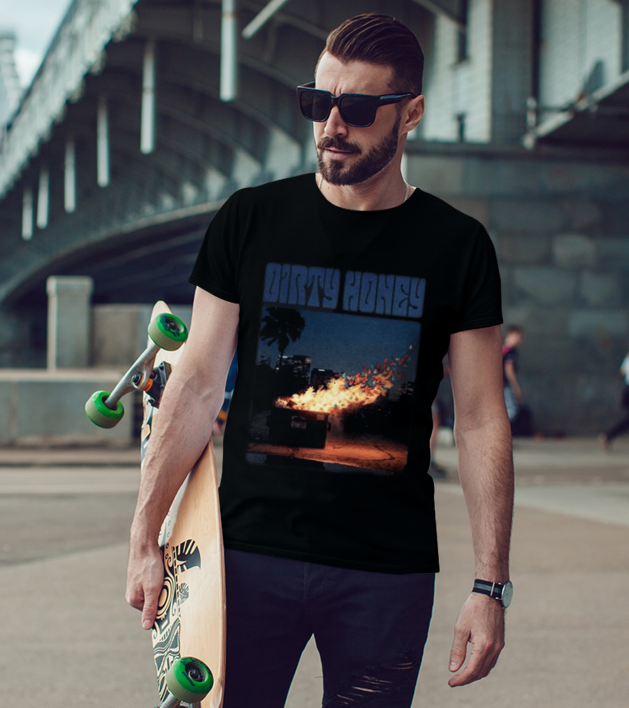 Dirty Honey Dumpster Fire Album Cover Vintage Aesthetic T-Shirt