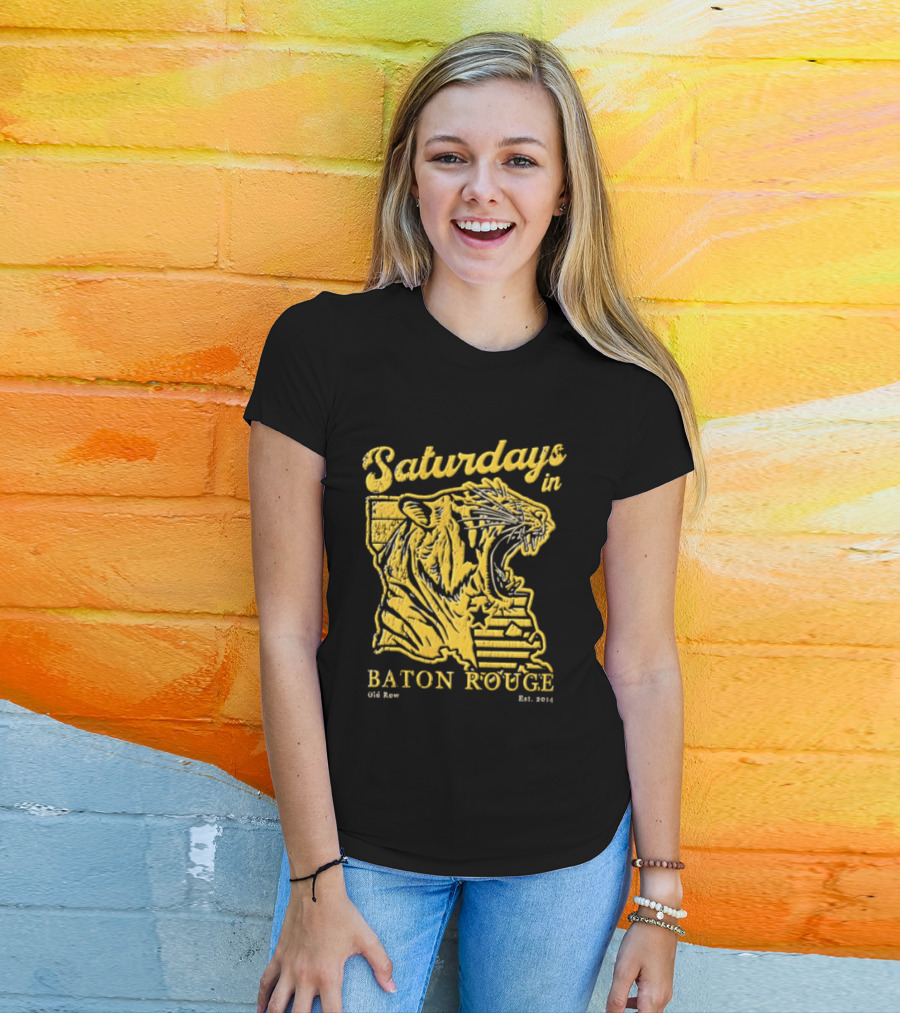 Saturdays In Baton Rouge Kyle Row Miami OH Roaring Tiger Head Louisiana Est 2014 T-Shirt