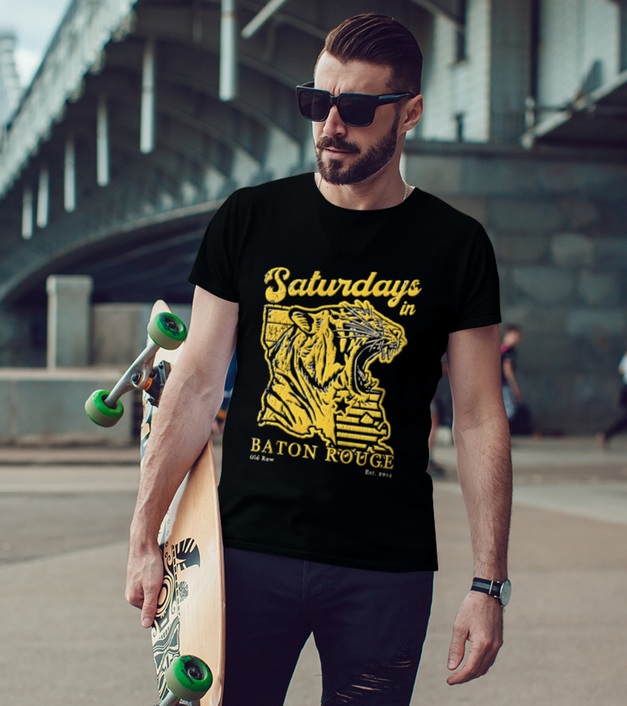 Saturdays In Baton Rouge Kyle Row Miami OH Roaring Tiger Head Louisiana Est 2014 T-Shirt