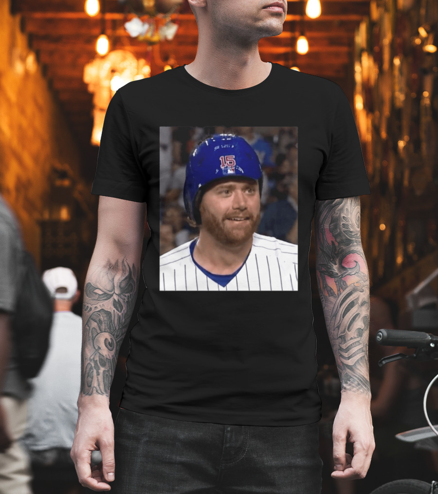 Taylor Davis Cubs Number 15 Helmet Stare T-Shirt
