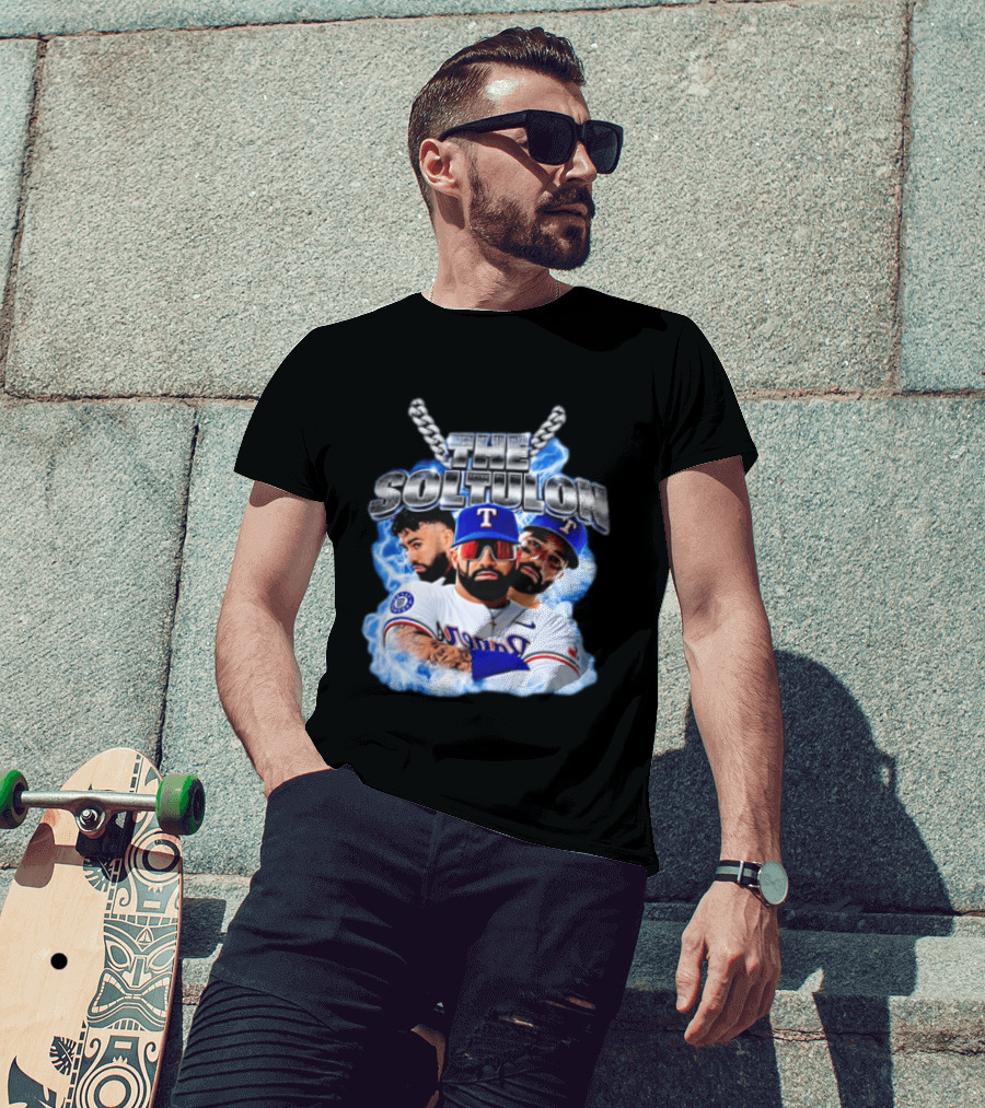 The Soltulon Texas Rangers Baseball Players Trio With Electric Blue T-Shirt