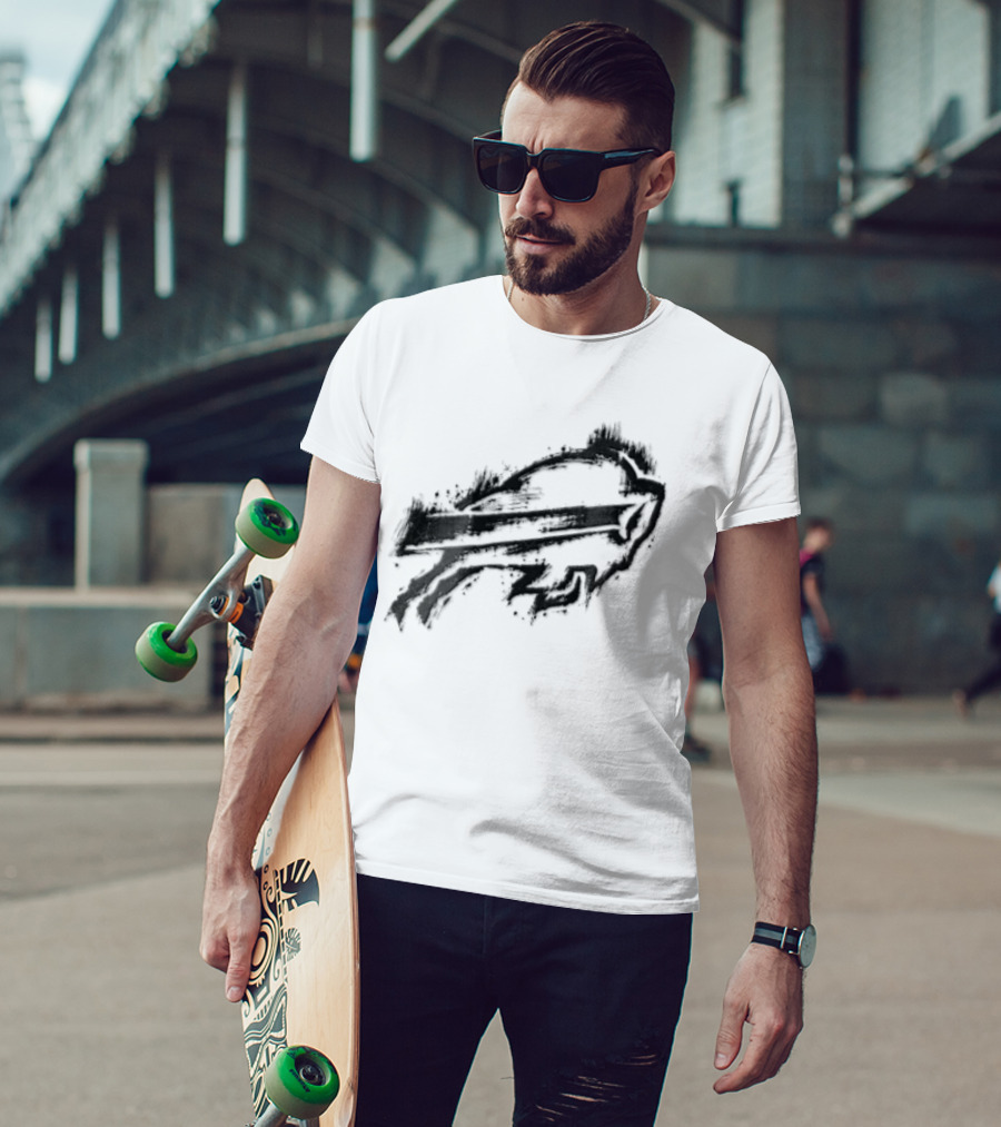 Buffalo Bills Black Ink Style NFL Team Graphic Buffalo Bills T-Shirt