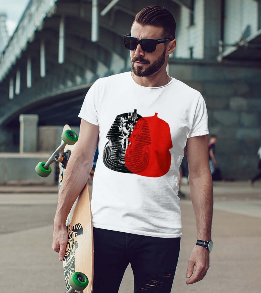 Pyramids Half Marathon Store The Tut Edit Egyptian Pharaoh Mask T-Shirt